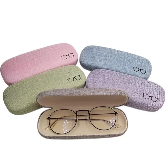 Sugra Linen Metal Hard Box Cover and Cases For Sunglasses, Eyewear, Spectacles, Chasma. (Multi-color) (Combo of 2 Pcs.)